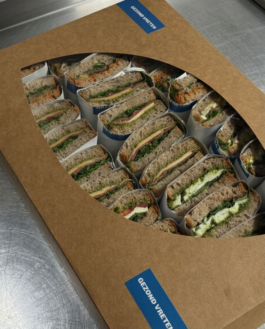Vers belegd zuurdesembroodje voor een bedrijfslunch van BON Catering Amsterdam
